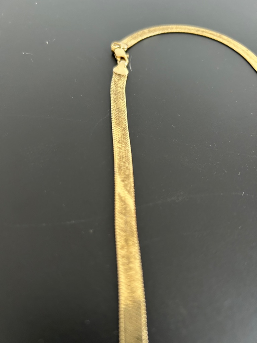Unisex Herringbone Gold Plated Flat Chain Necklace 24” - Picture 5 of 6